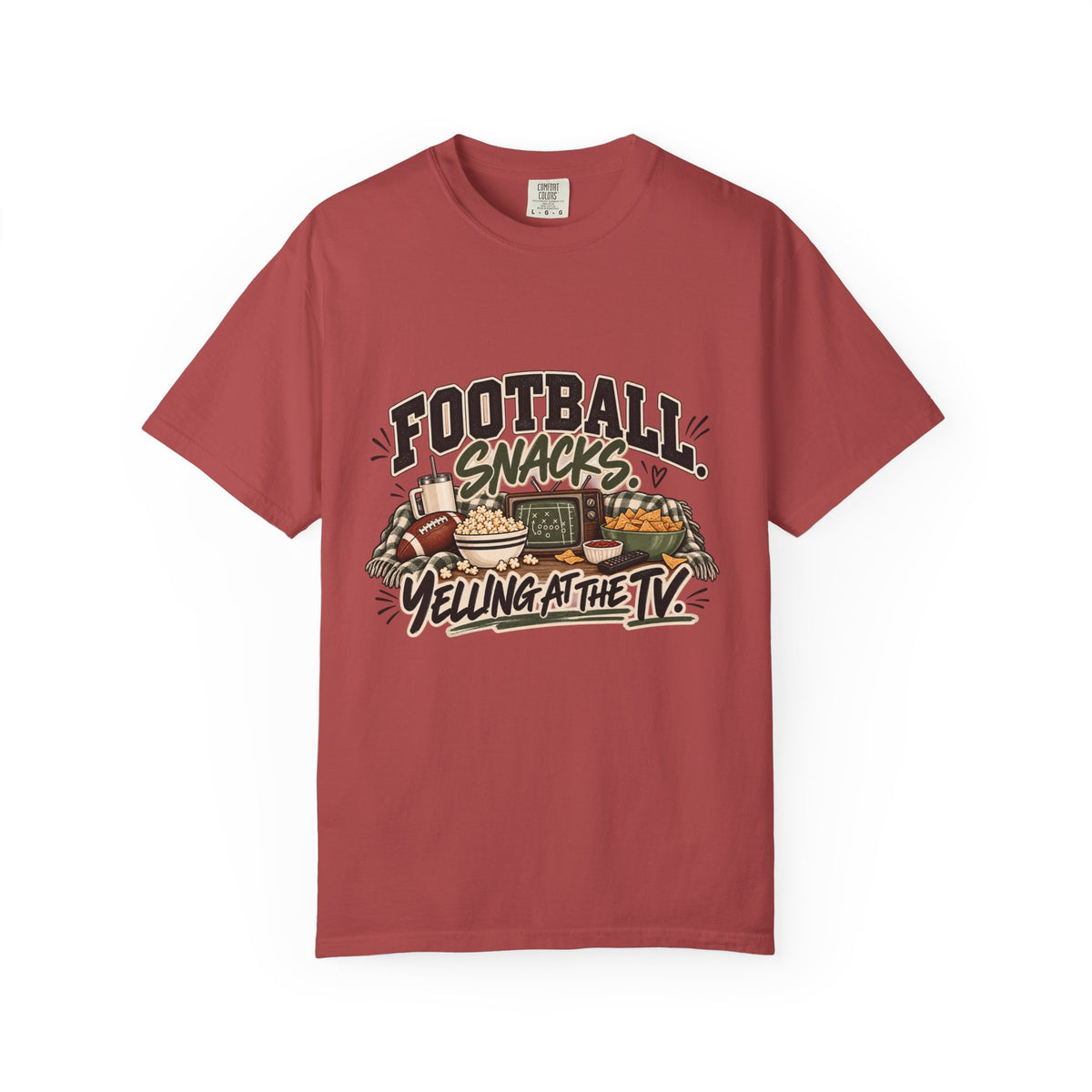 Football Snacks T-Shirt — "Yelling at the TV" Game Day Tee