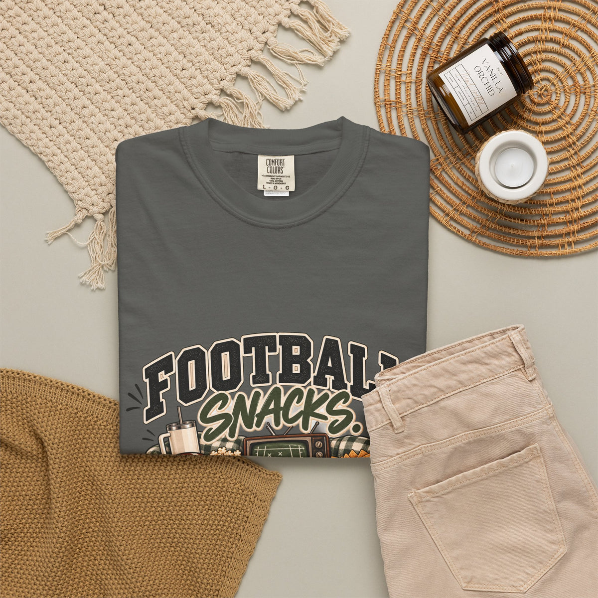 Football Snacks T-Shirt — "Yelling at the TV" Game Day Tee