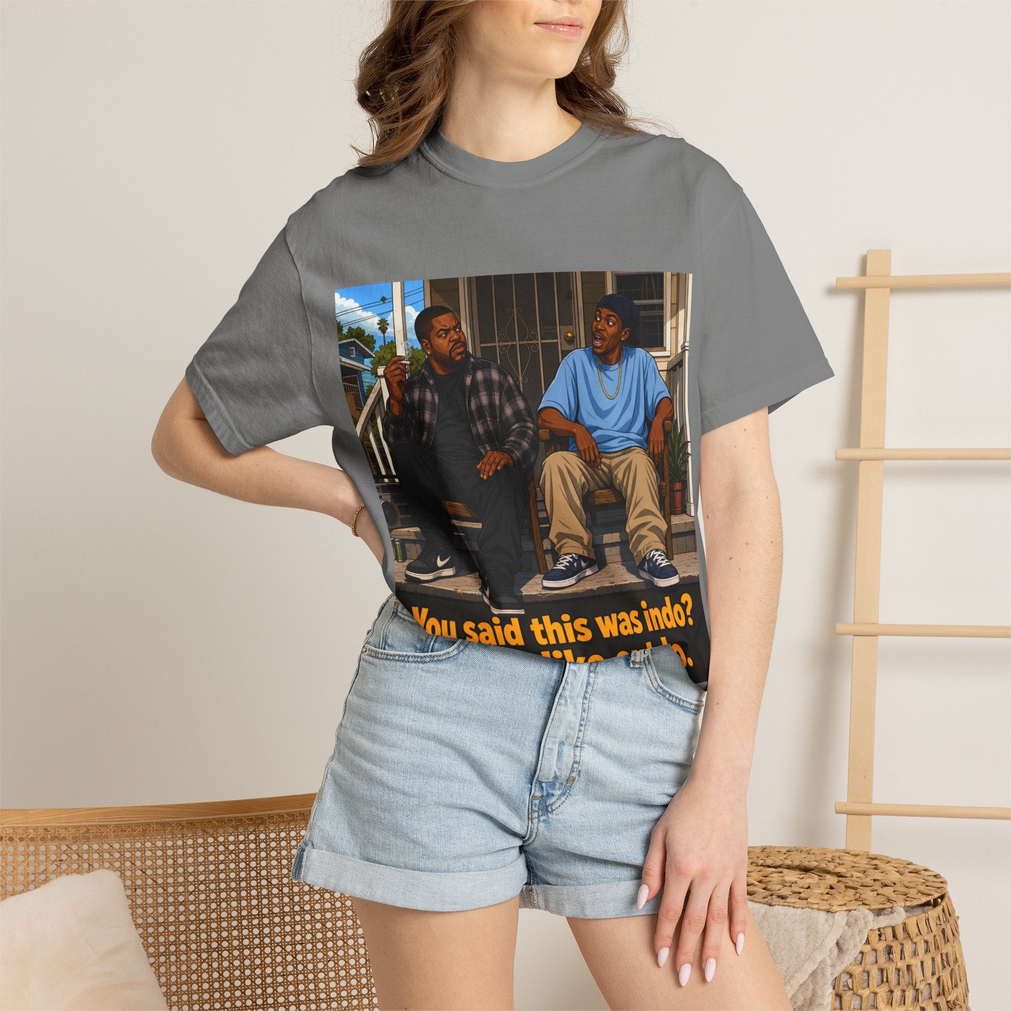Graphic T-Shirt — "You said this was indo? Smell like outdo." Retro Movie Quote Tee