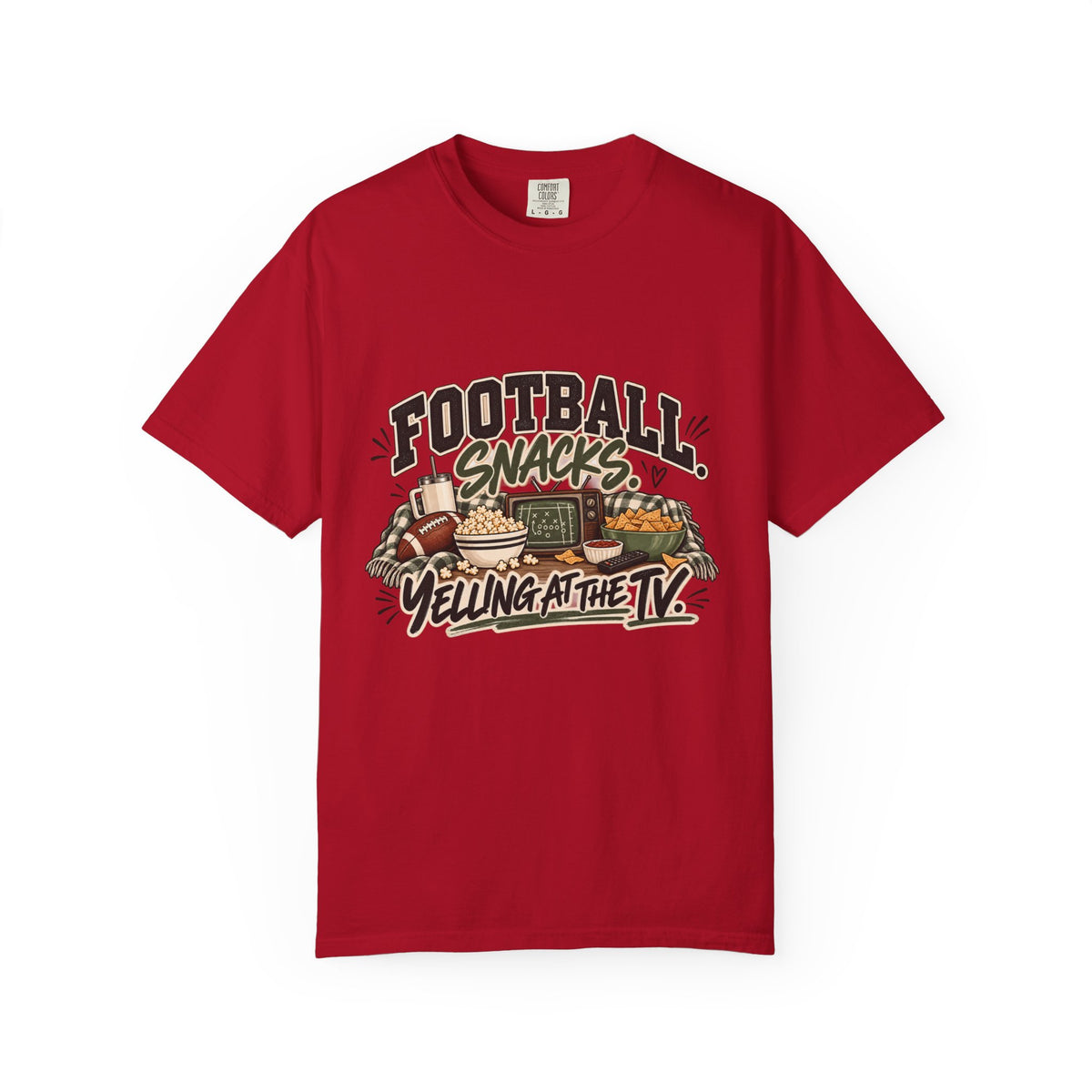 Football Snacks T-Shirt — "Yelling at the TV" Game Day Tee