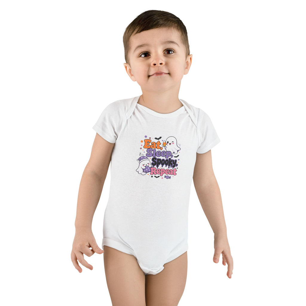 Halloween Baby Onesie - "Eat Sleep Spooky Repeat" Ghost Graphic