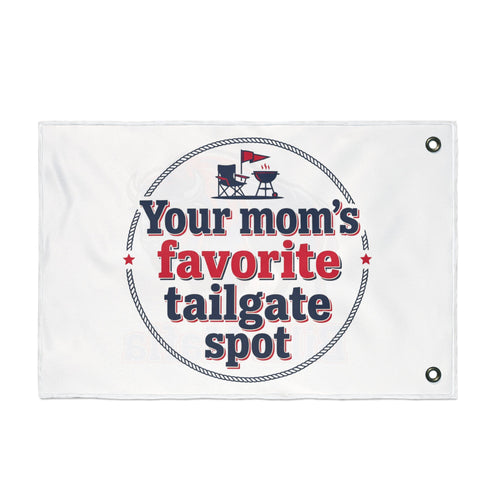 Bills Mafia Double-Sided Tailgate Flag — "Your Mom's Favorite Tailgate Spot"