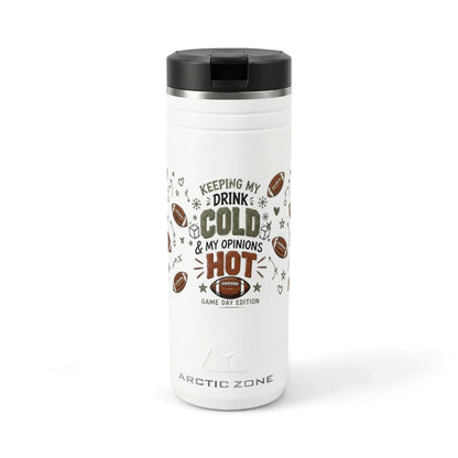 24oz Game Day Tumbler – "Keeping My Drink Cold & My Opinions Hot" Football Thermal Straw Cup