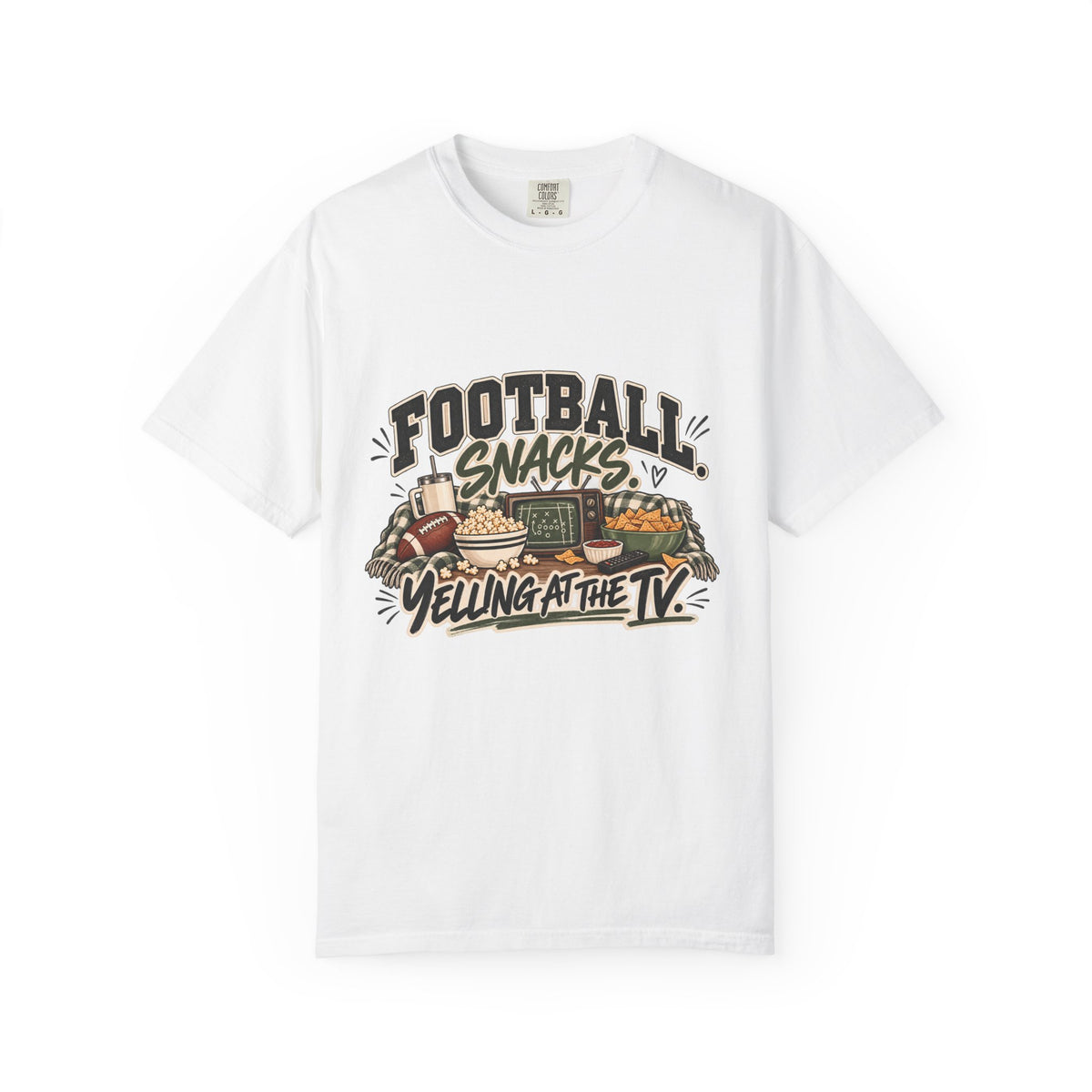 Football Snacks T-Shirt — "Yelling at the TV" Game Day Tee
