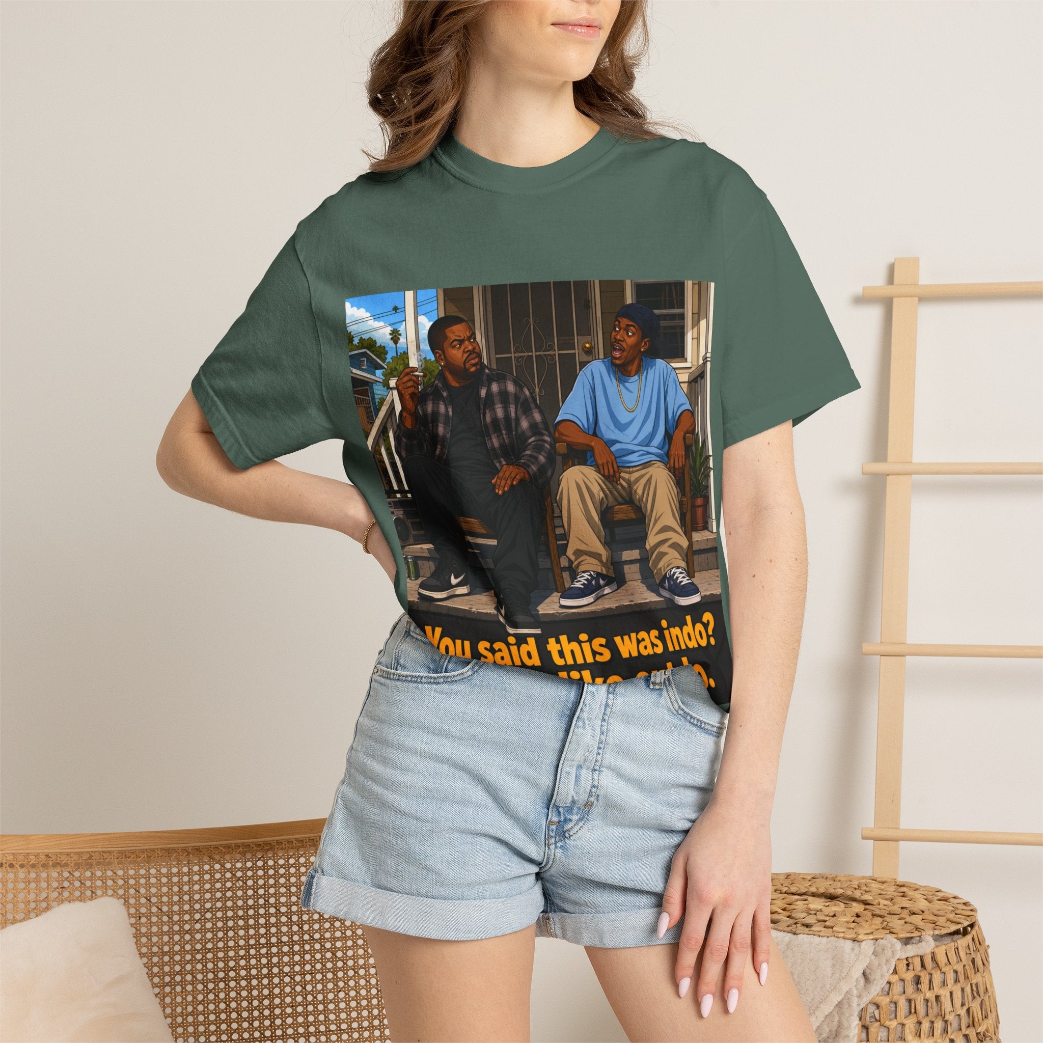 Graphic T-Shirt — "You said this was indo? Smell like outdo." Retro Movie Quote Tee