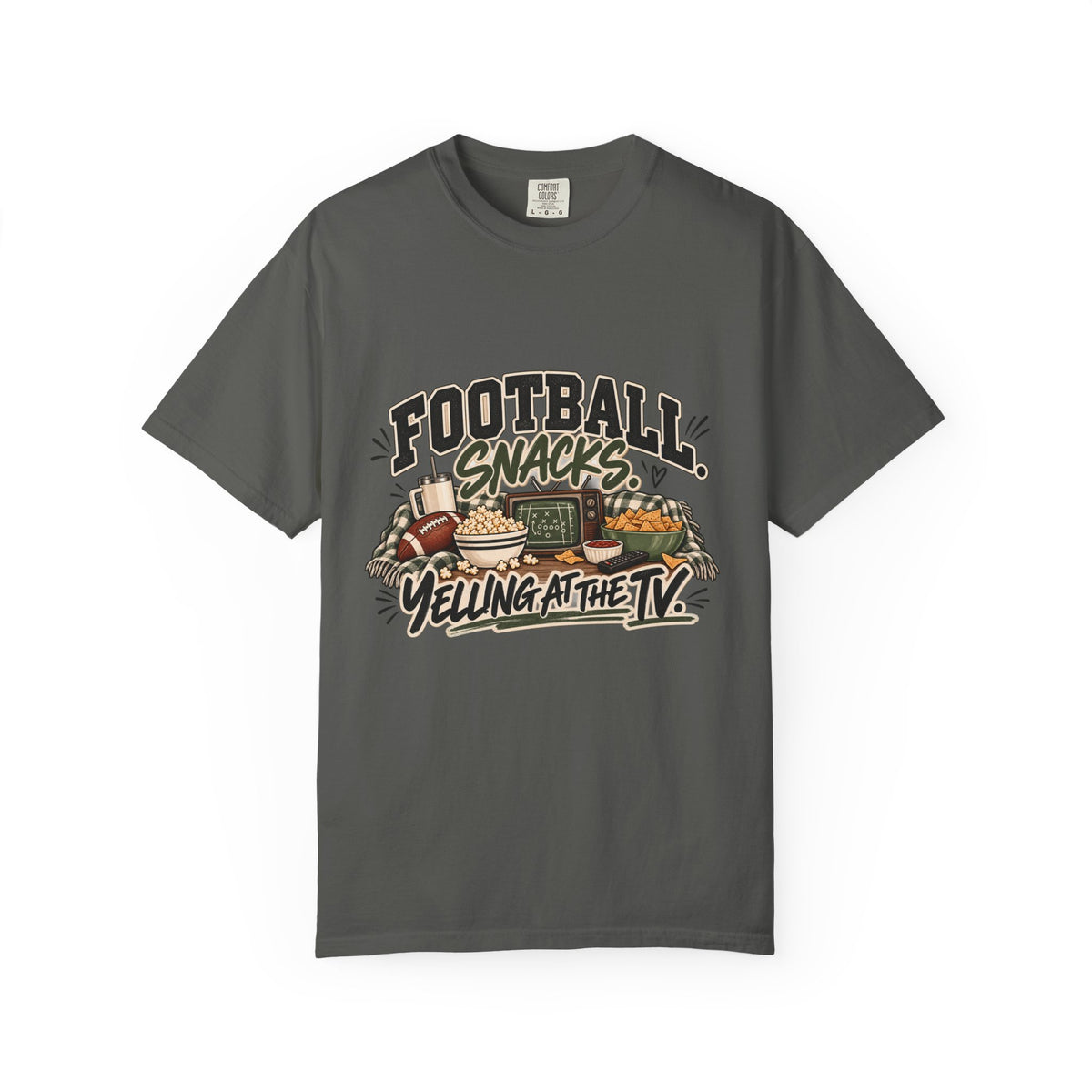 Football Snacks T-Shirt — "Yelling at the TV" Game Day Tee
