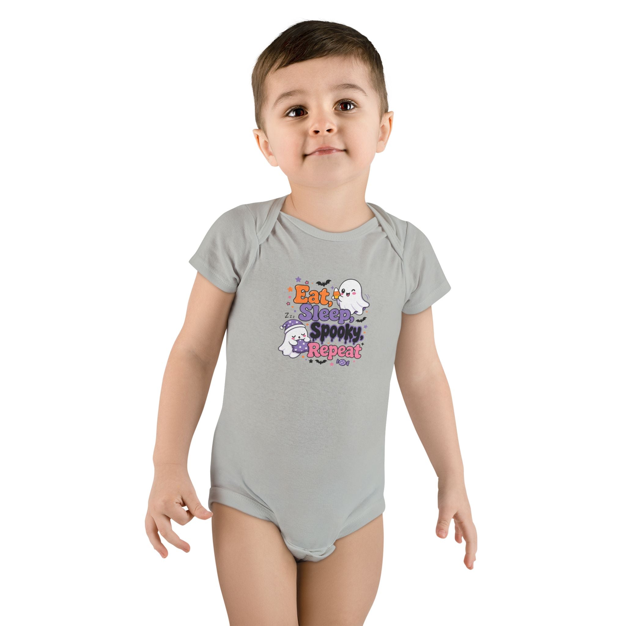 Halloween Baby Onesie - "Eat Sleep Spooky Repeat" Ghost Graphic