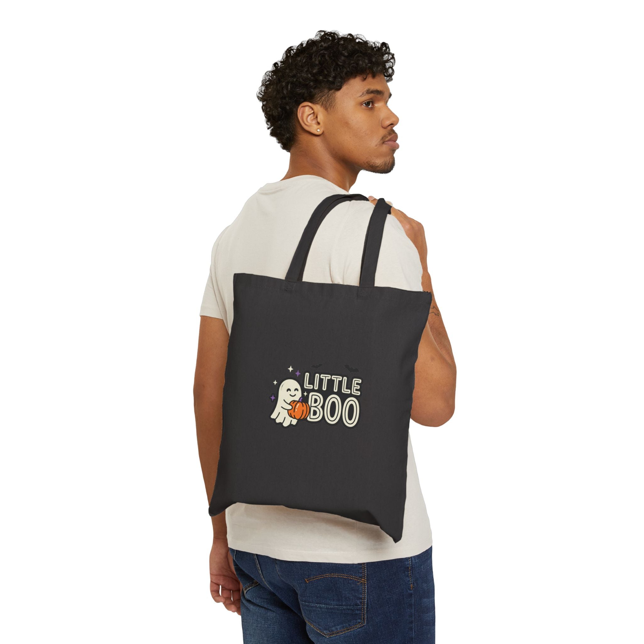 Little Boo Tote, Halloween Family Matching, Cute Ghost Pumpkin Canvas