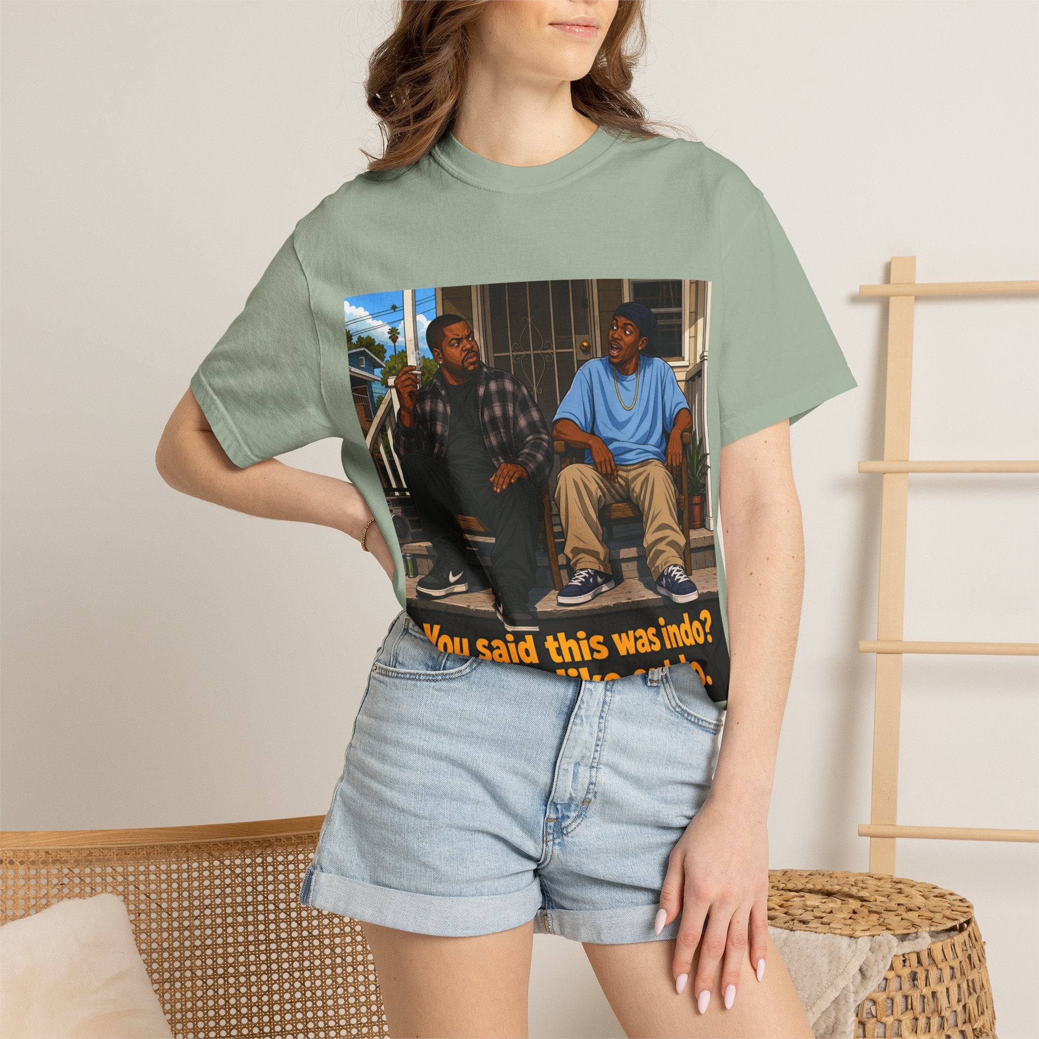Graphic T-Shirt — "You said this was indo? Smell like outdo." Retro Movie Quote Tee