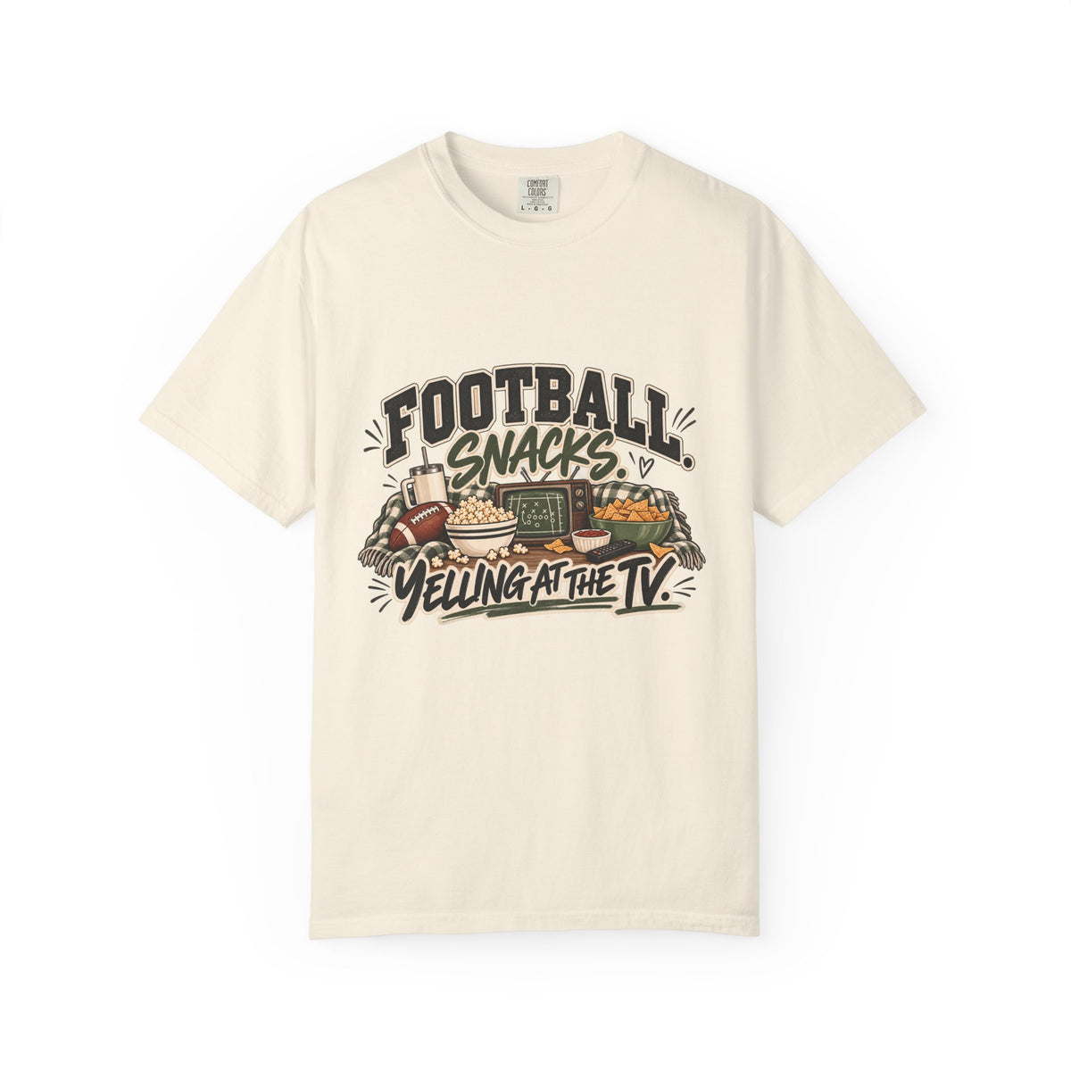 Football Snacks T-Shirt — "Yelling at the TV" Game Day Tee