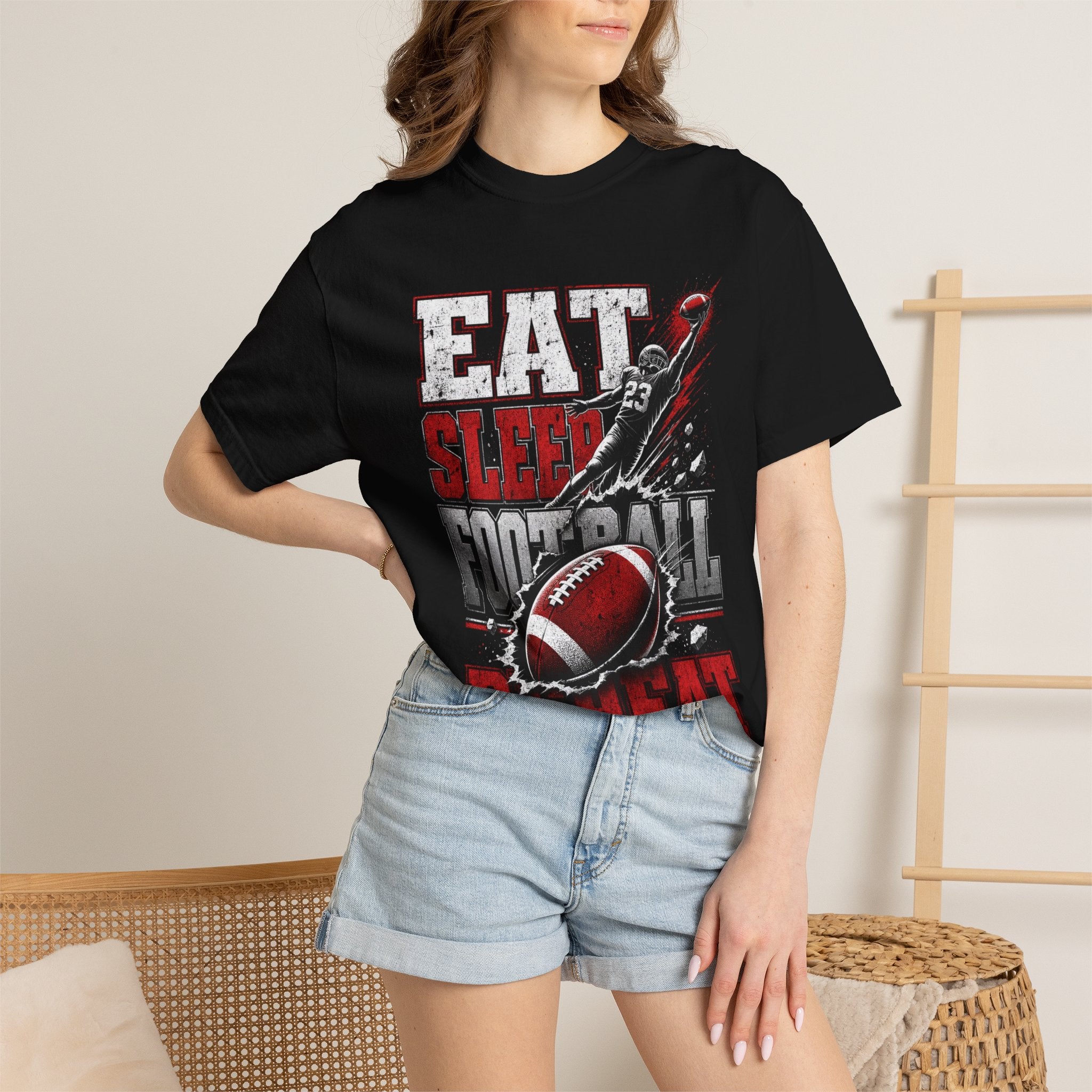 Eat Sleep Football Repeat T-Shirt — Football Fan Tee for Players & Fans
