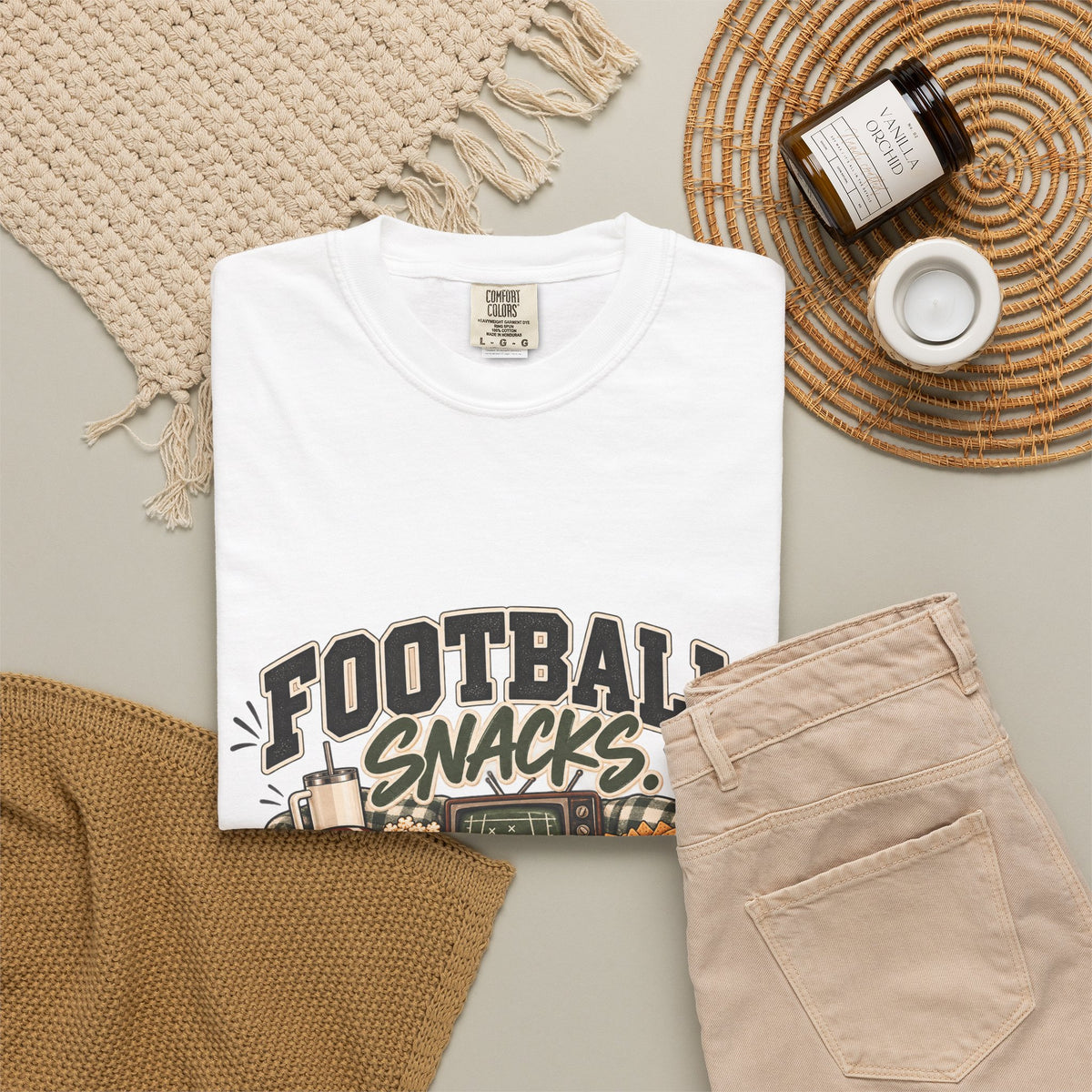 Football Snacks T-Shirt — "Yelling at the TV" Game Day Tee