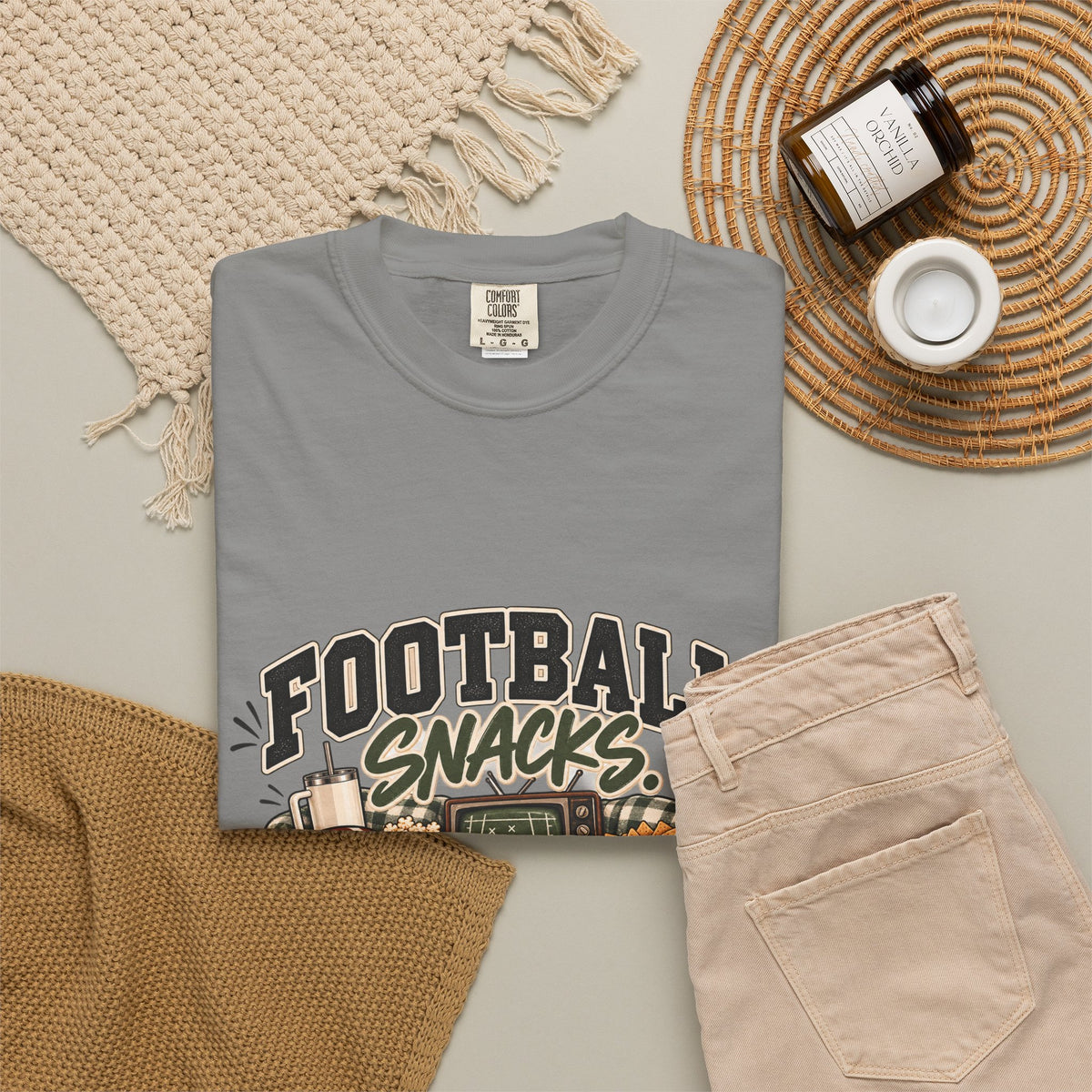 Football Snacks T-Shirt — "Yelling at the TV" Game Day Tee