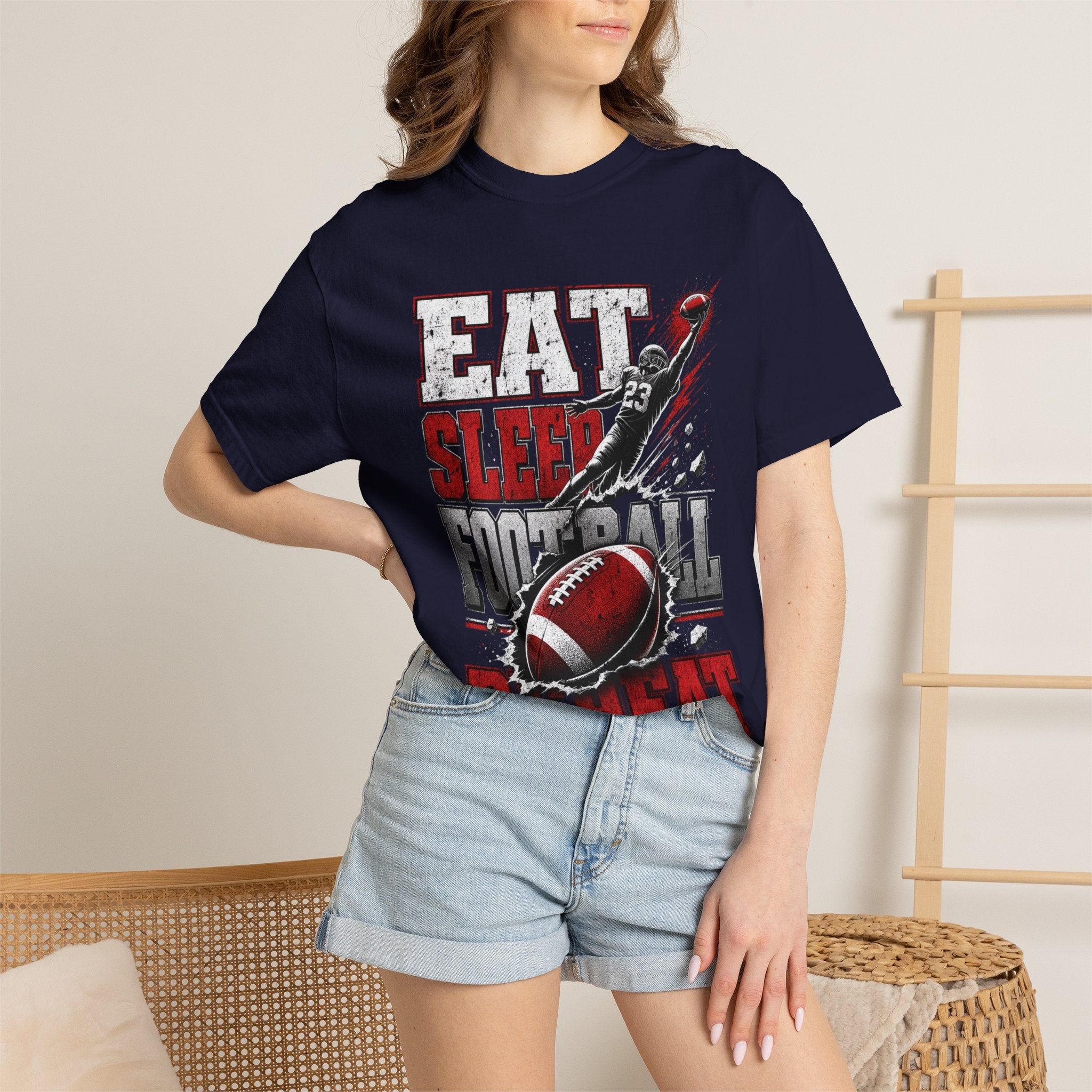 Eat Sleep Football Repeat T-Shirt — Football Fan Tee for Players & Fans