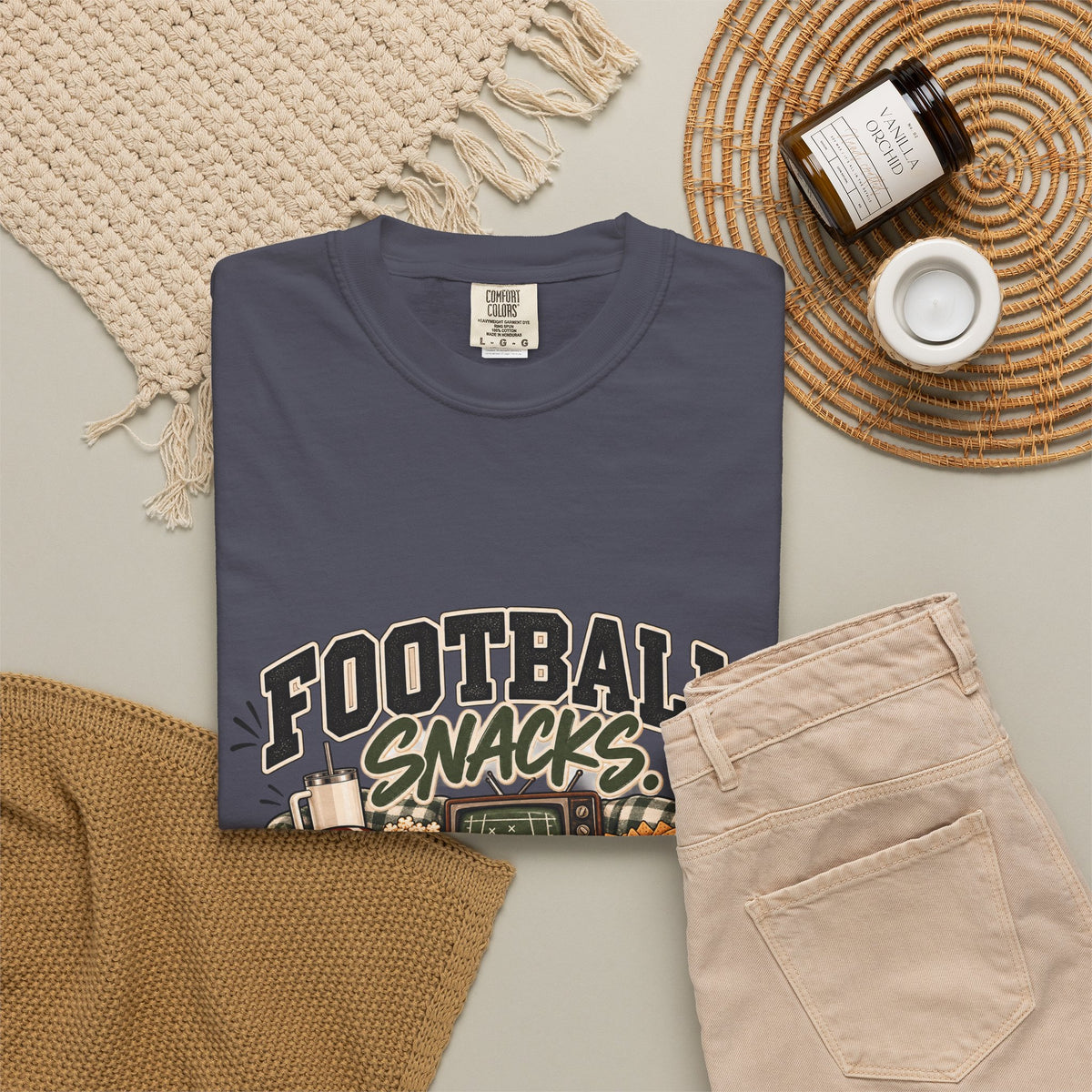 Football Snacks T-Shirt — "Yelling at the TV" Game Day Tee