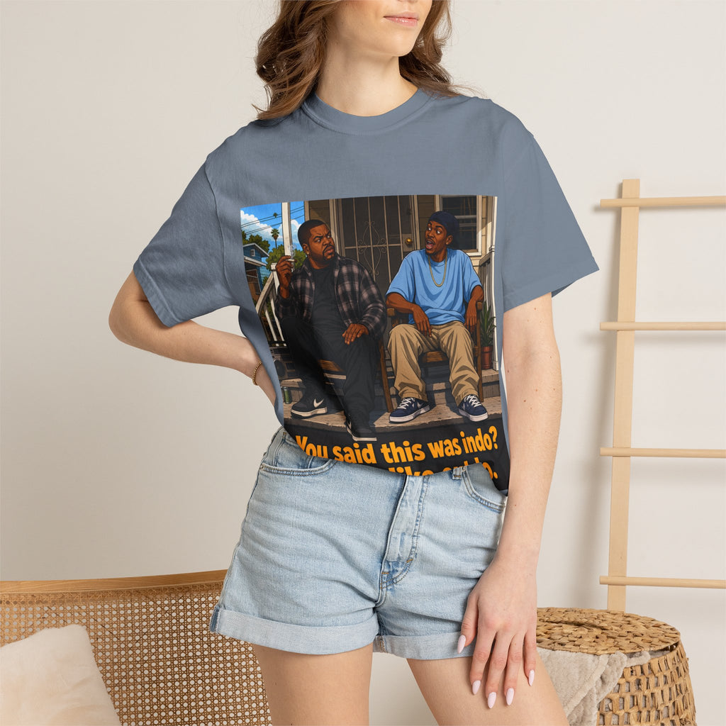 Graphic T-Shirt — "You said this was indo? Smell like outdo." Retro Movie Quote Tee