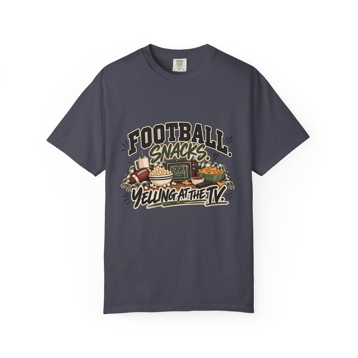 Football Snacks T-Shirt — "Yelling at the TV" Game Day Tee