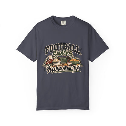 Football Snacks T-Shirt — "Yelling at the TV" Game Day Tee