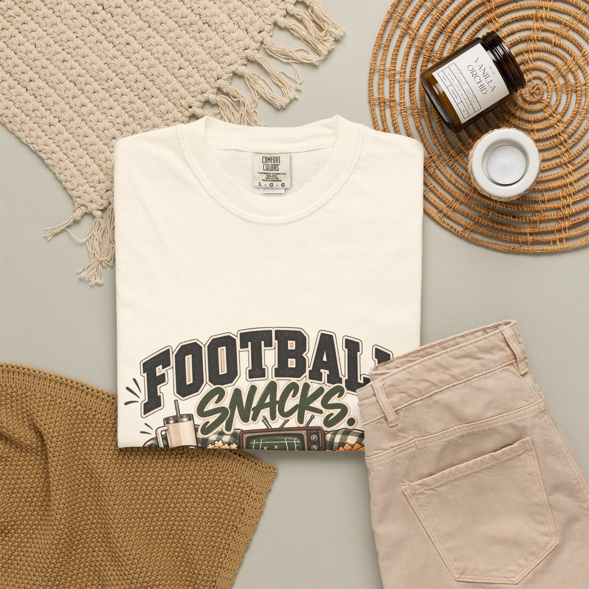 Football Snacks T-Shirt — "Yelling at the TV" Game Day Tee