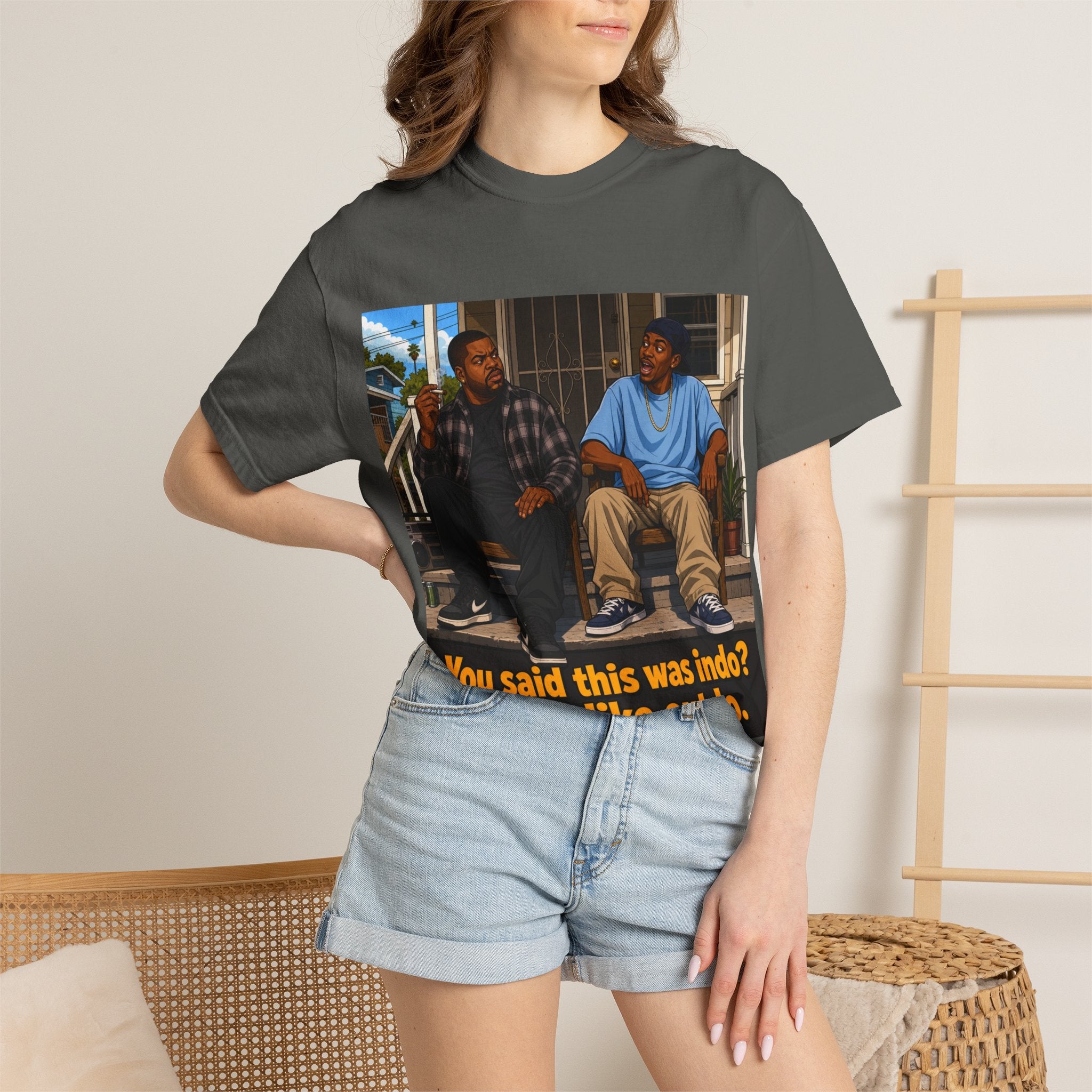Graphic T-Shirt — "You said this was indo? Smell like outdo." Retro Movie Quote Tee