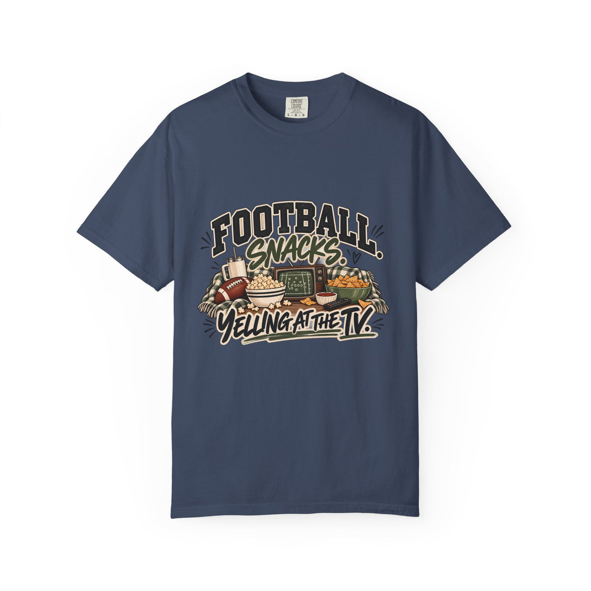 Football Snacks T-Shirt — "Yelling at the TV" Game Day Tee