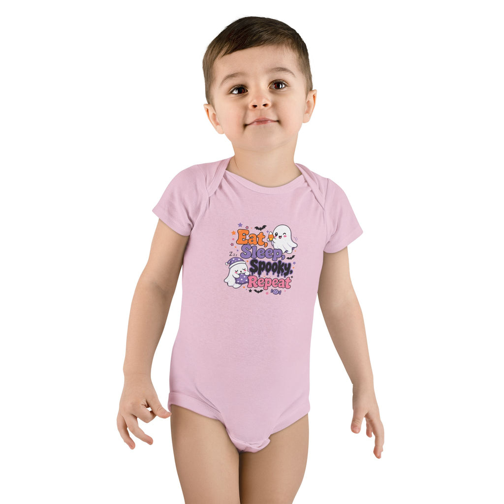 Halloween Baby Onesie - "Eat Sleep Spooky Repeat" Ghost Graphic