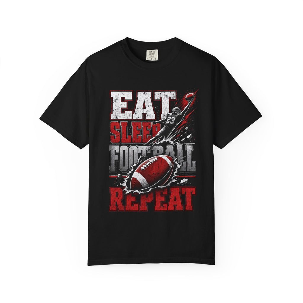 Eat Sleep Football Repeat T-Shirt — Football Fan Tee for Players & Fans