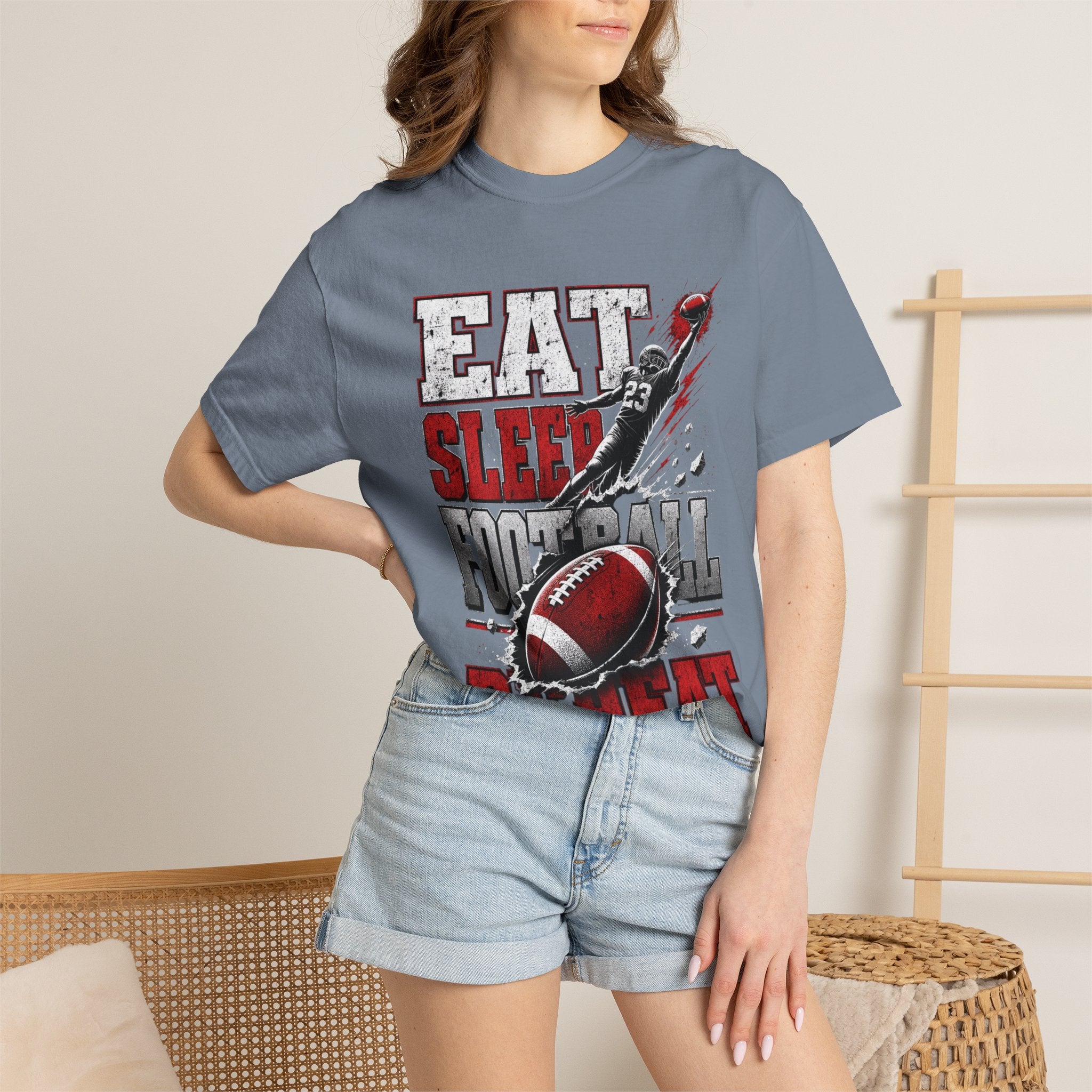 Eat Sleep Football Repeat T-Shirt — Football Fan Tee for Players & Fans